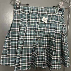 Hollister Plaid Green plaid pleated flannel Skirt size XS